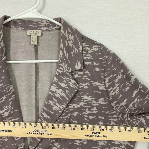 LOGO by Lori Goldstein Brown Gray Soft Stretch Knit Blazer Size Large - Picture 6 of 10